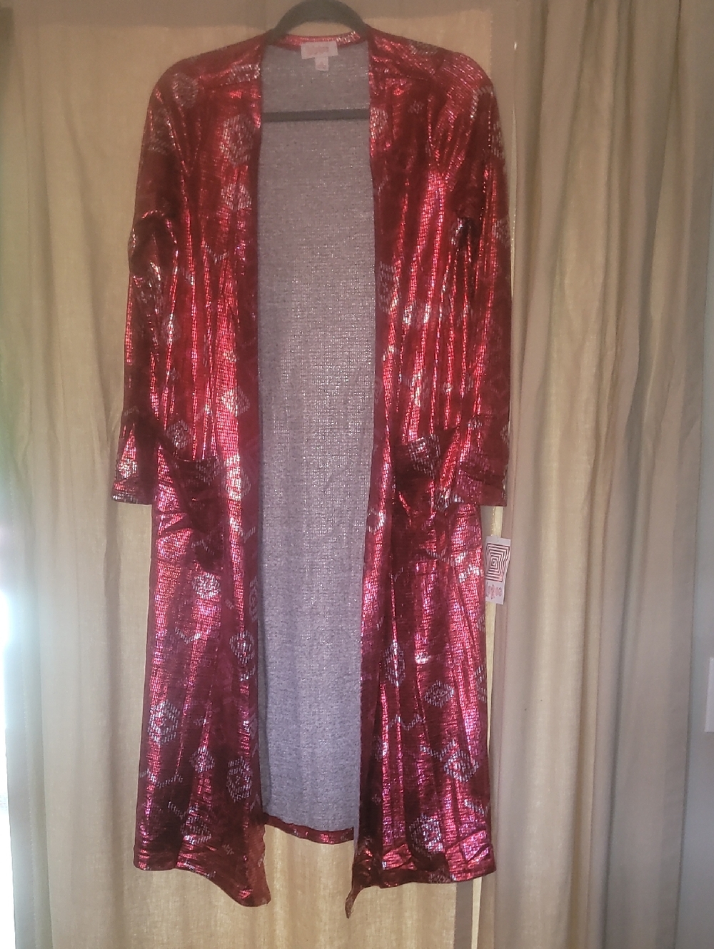 LuLaRoe Red/Pink Elegant Sarah Duster NWT